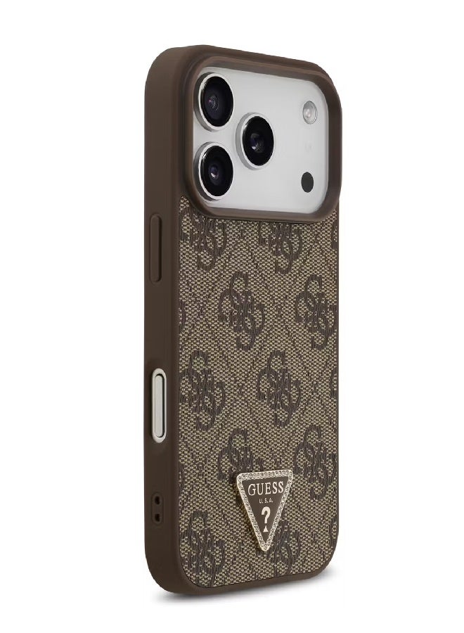 Guess MagSafe 4G PU Leather Case with Triangle Logo for iPhone 17 Pro Max - Brown - Image 4